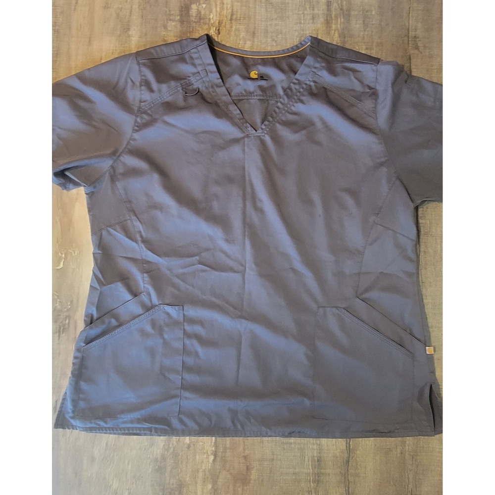 Carhartt Liberty Force Scrub Top‎ XL Pewter Gray V-Neck Medical Workwear C12106